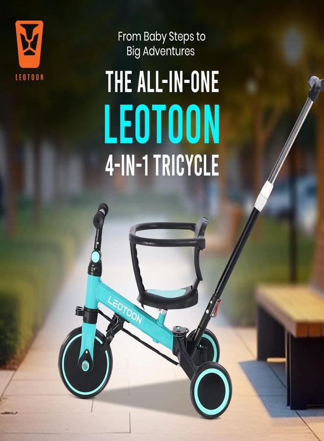 Leotoon 4 in 1 Trot n Roll Tricycle, 3 Mute EVA Wheels, Big Wheel Hub, Steel Frame, Non Slip Tyres, Extendable Push Handle, Convertible to Balance Bike, Blue, 2 to 6 Years - Image 2